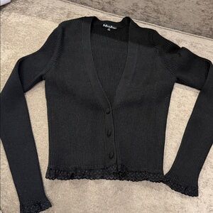 For Love And Lemons Black Lace Trim Cardigan